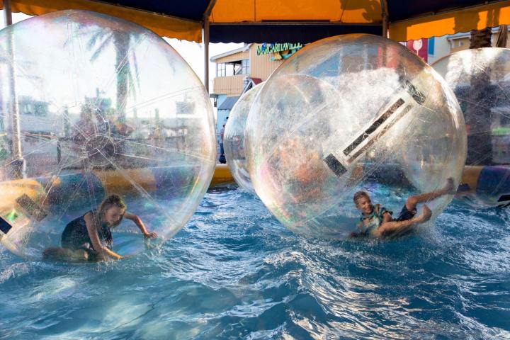 a group of people in the water
